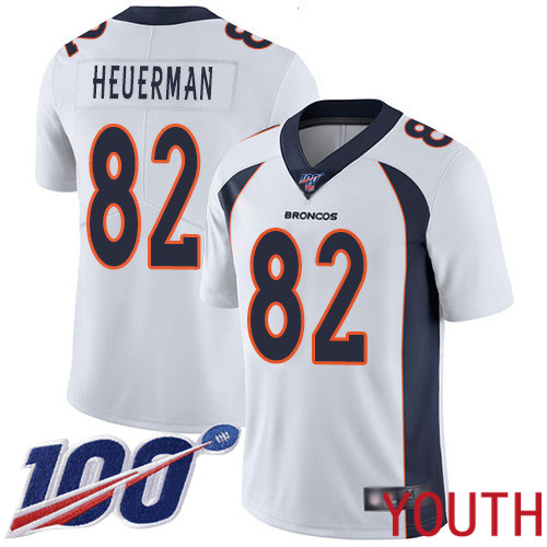 Youth Denver Broncos #82 Jeff Heuerman White Vapor Untouchable Limited Player 100th Season Football NFL Jersey->youth nfl jersey->Youth Jersey